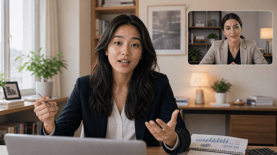 Candidate presenting a consulting case in a remote mock interview